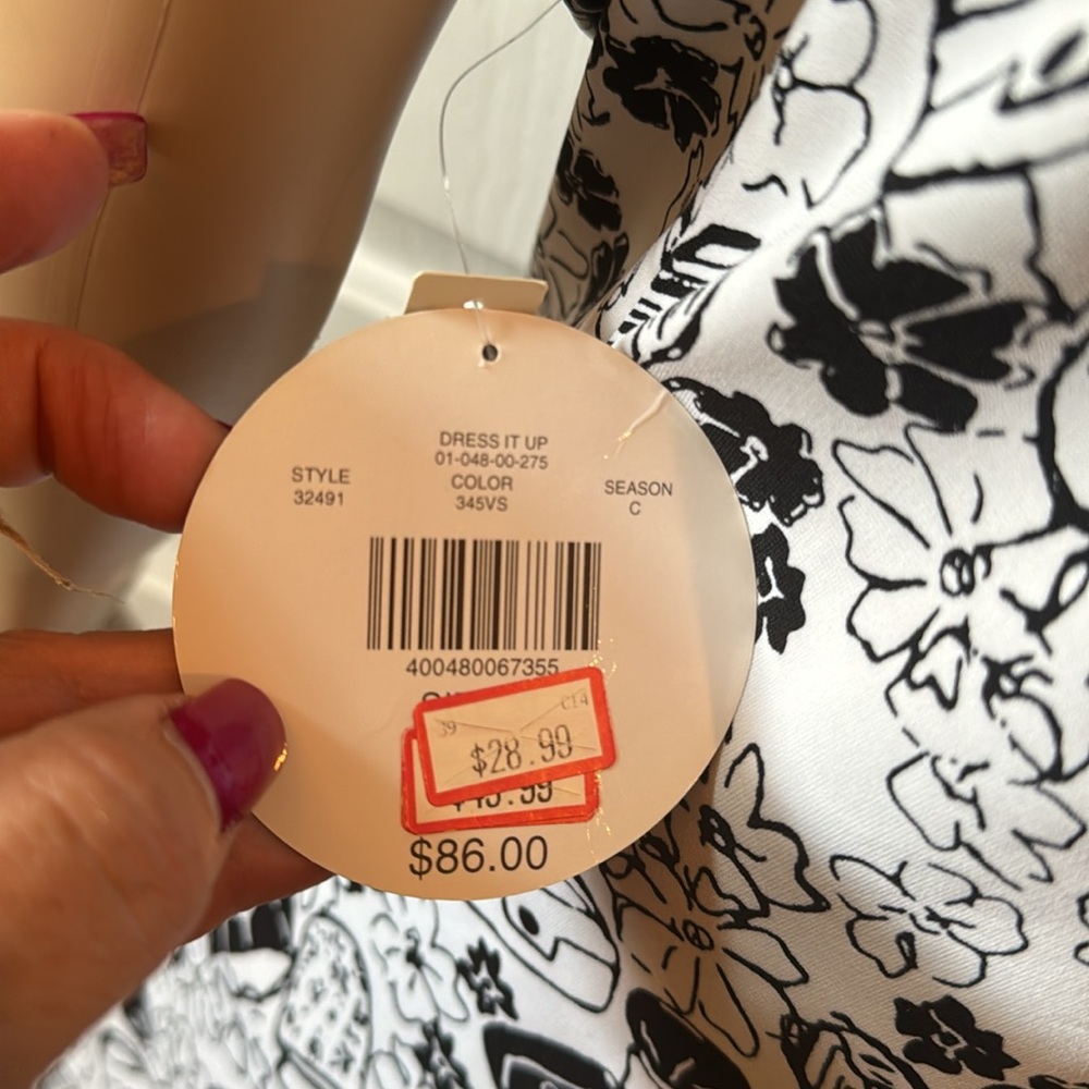 NWT XL Wrap Dress short sleeve Valerie Stevens Waist Tie Purse Knee Length White - Picture 9 of 9